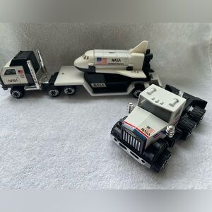 4-piece Vintage Remco Tonka NASA Trucks Trailer & Space Shuttle 1986